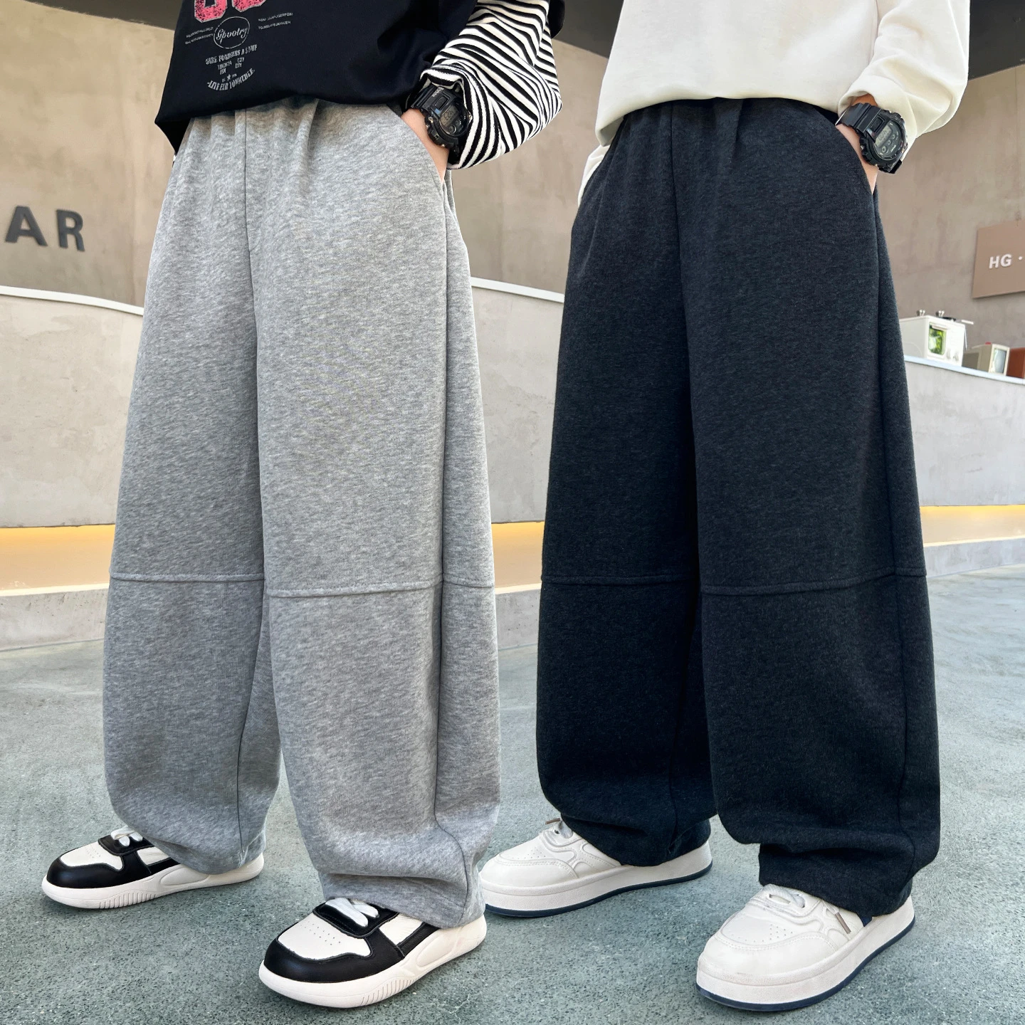 Teen Boy Casual Sporty Trousers Loose Straight Track Pants Autumn Kids Cotton Carpenter Sports Pants for Child Curved Sweatpants