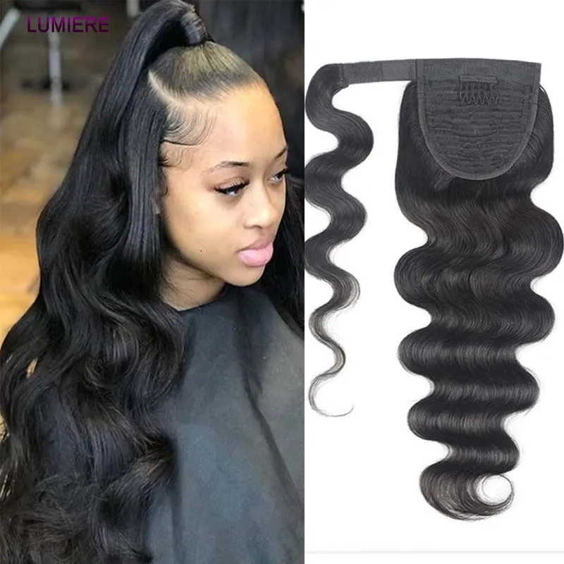 

Накладной хвост-шиньон из натуральных человеческих волос Body Wave, бразильские волосы Реми, на заколках