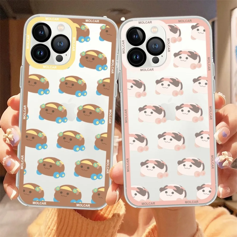 

Cartoon Pui Pui Molcar Phone Case For iPhone 11 12 Mini 13 14 15 Pro Max Transparent Shell