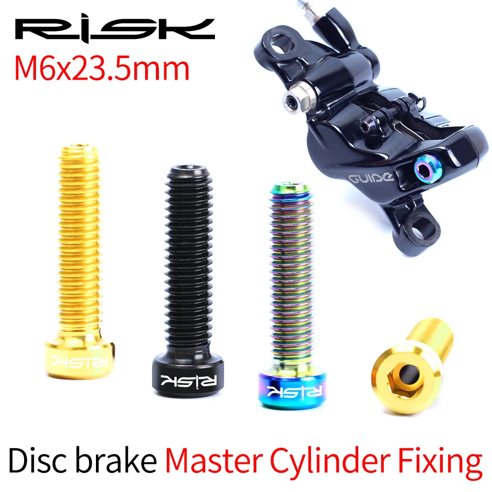 2pcs Risk MTB Bike Disc brake Caliper Bolts Titanium Alloy M6*23.5mm Bicycle Screws Hollow for DEORE XT and SRAM GUIDE