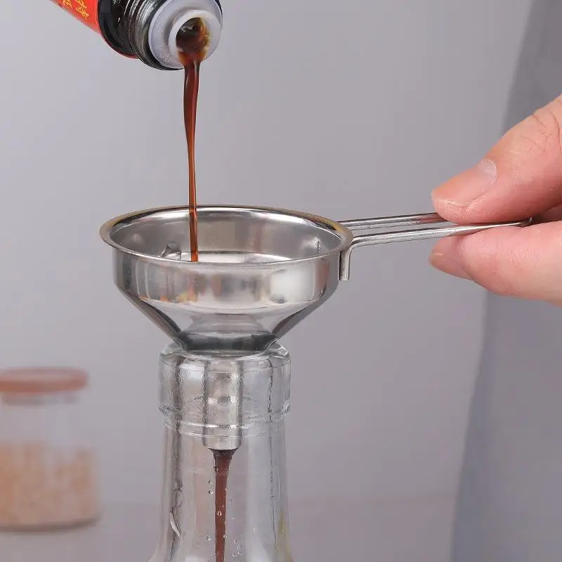 Stainless Steel Funnel with Handle Small Metal Funnel for Filling Bottles Liquor Precise Spout for Mess Free Pouring in Bar