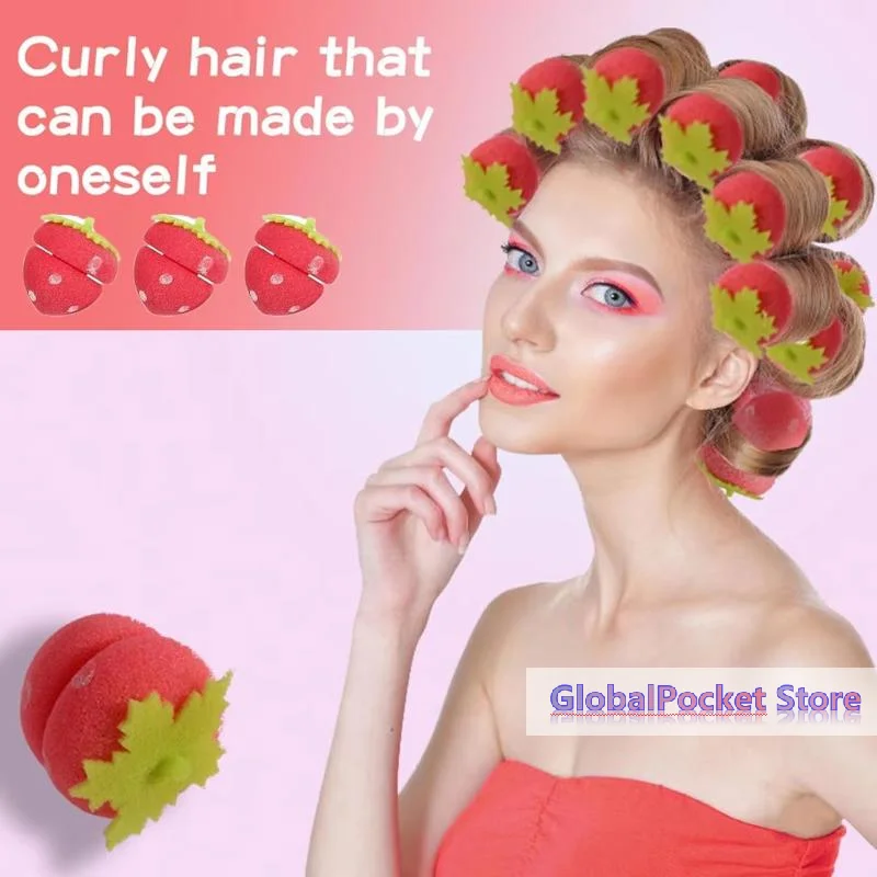 6/12/18/24Pcs Strawberry Curler DIY Sponge Rollers Curlers Bouncy Curling Hair Head Hair Curler Long Hairs Hair Styling Tools