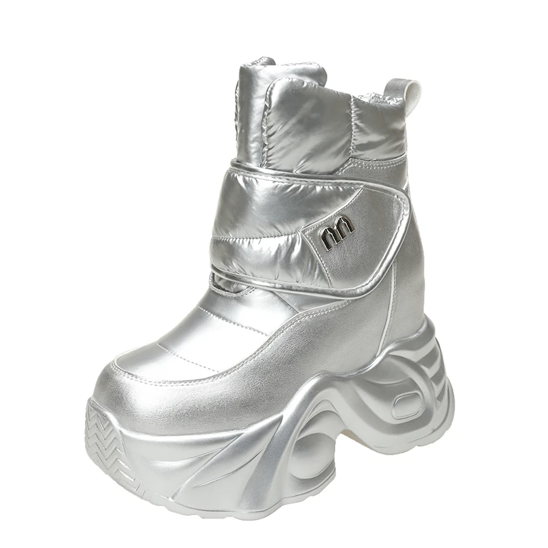 

Зимние женские зимние ботинки на меху 13 см, сохраняющие тепло, уличные массивные короткие ботинки, новинка 2025 года, плюшевая обувь до середины икры, нескользящие кроссовки на платформе