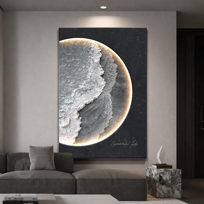 xx-Light  Living Room Led Decoration Painting Home Decoration Sofa Background Wall Floor Painting Moon Entrance Mural Light