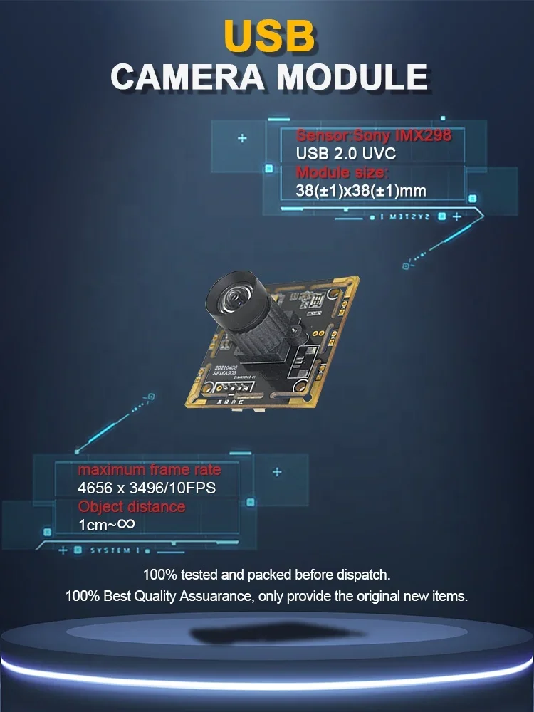 Módulo de Câmera de Vídeo USB, Filtro IR, Cmos, IMX298, Sensor RGB, 16MP, 650nm, Fábrica
