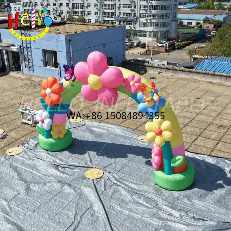 Colorful Inflatable Flower Arch with Butterflies for Party, Festival and Event Decoration