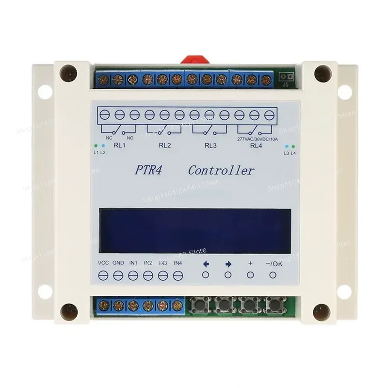 Four-way time relay, independent timing cycle, voltage signal trigger delay alternating switch PTR4-IND