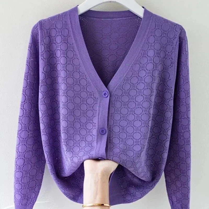 

Women Cardigans Autumn Winter 2024 Single Breasted V-neck Knitted Sweater Spring Fashion Short Knitwear Solid Cardigan Jumpers