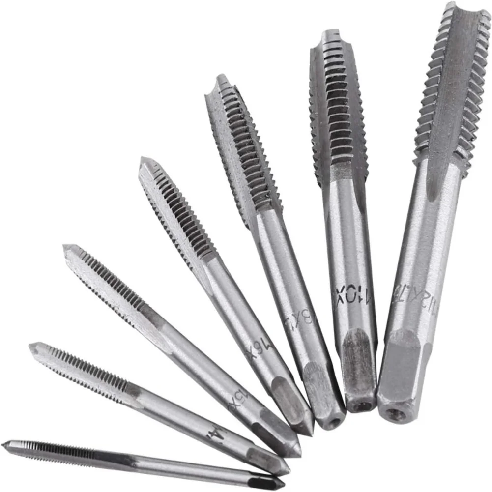 2024 New 7PCS  M3 M4 M5 M6 M8 M10 M12 Machine Spiral Point Straight Fluted Screw Thread Metric Plug Hand Tap Drill Workshop Tool