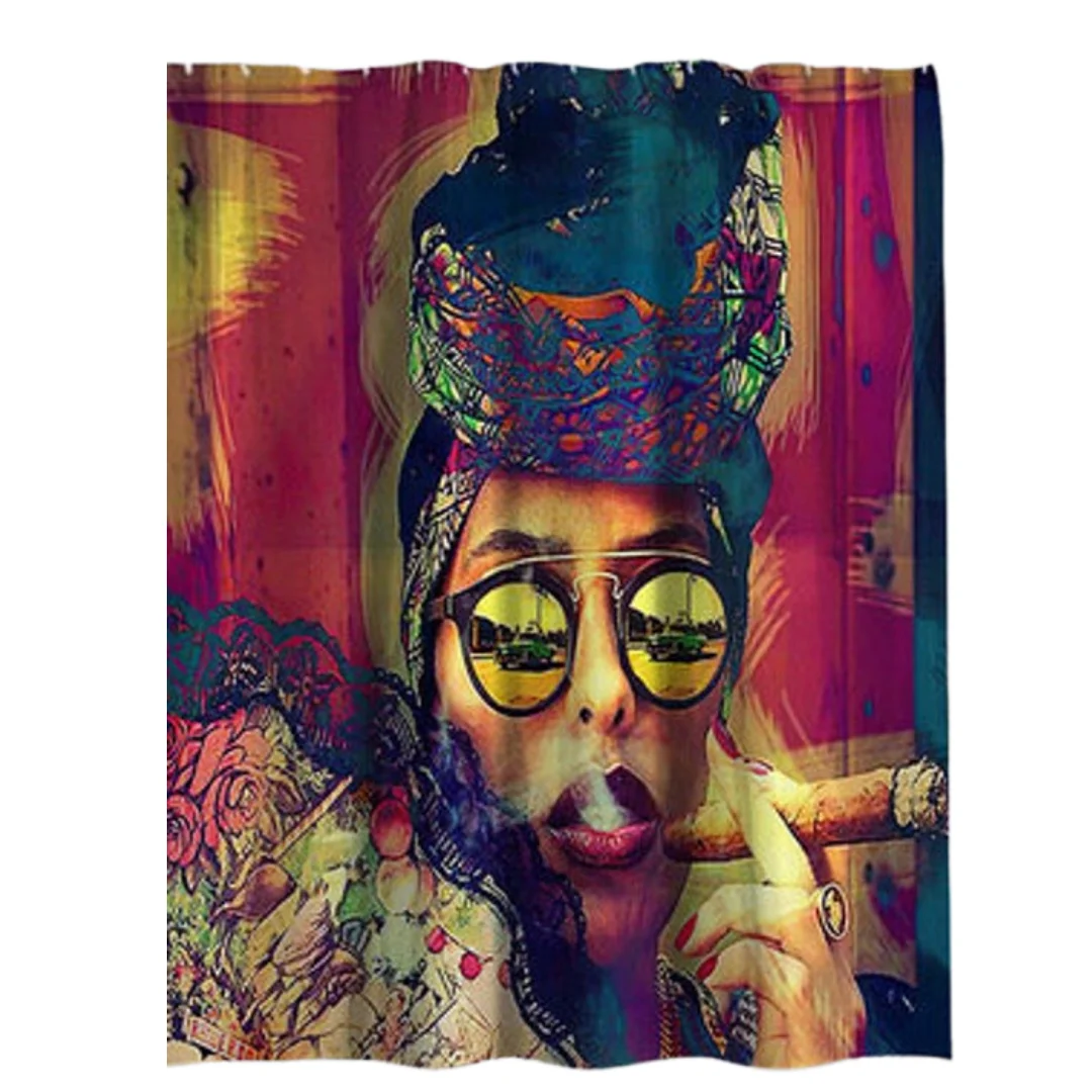 A Domineering Woman Who Smoke Art Painting Shower Curtain Bathroom Decor Unique Gift