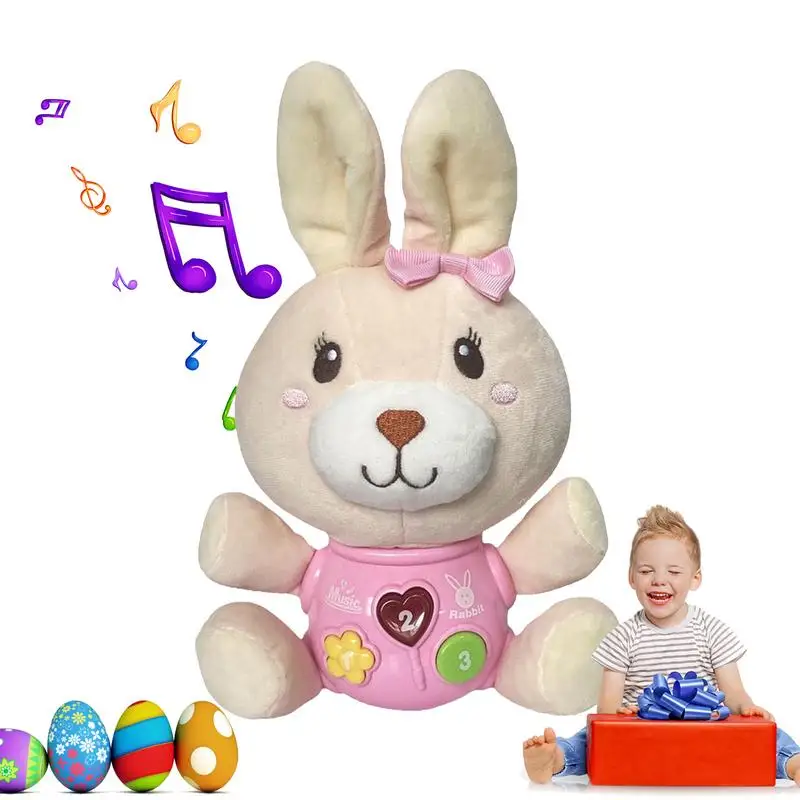 Rabbit Musical Toy Easter Bunny Stuffed Animal Plush Kids Musical Toys Rabbit Musical Toy for Toddler Kids 6-12 Months