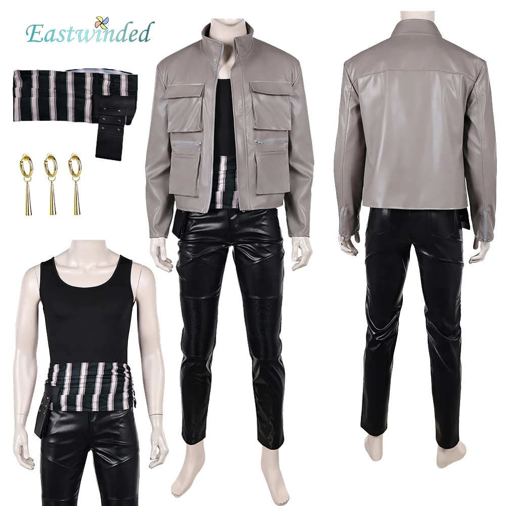 

Live Zoro Action Pirate 2 Grey Coat Cosplay Costume Clothes Earrings Uniform Outfits Halloween Carnival Disguise For Adult Men