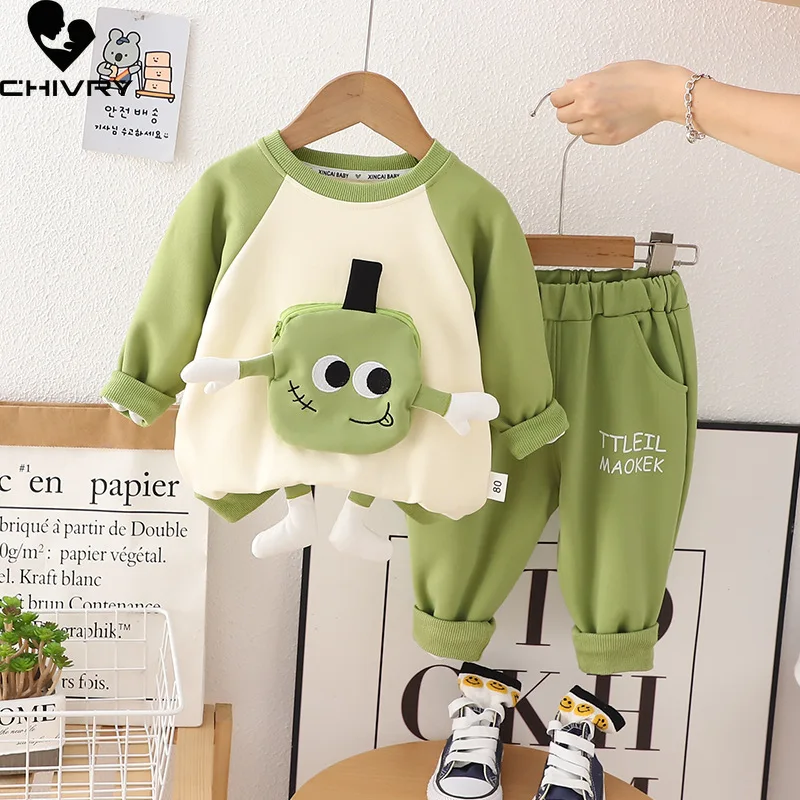 New 2023 Kids Boys Spring Autumn Fashion Cute Cartoon Pullover Sweatshirt Tops with Sweat Pants Baby Girls Casual Clothing Sets