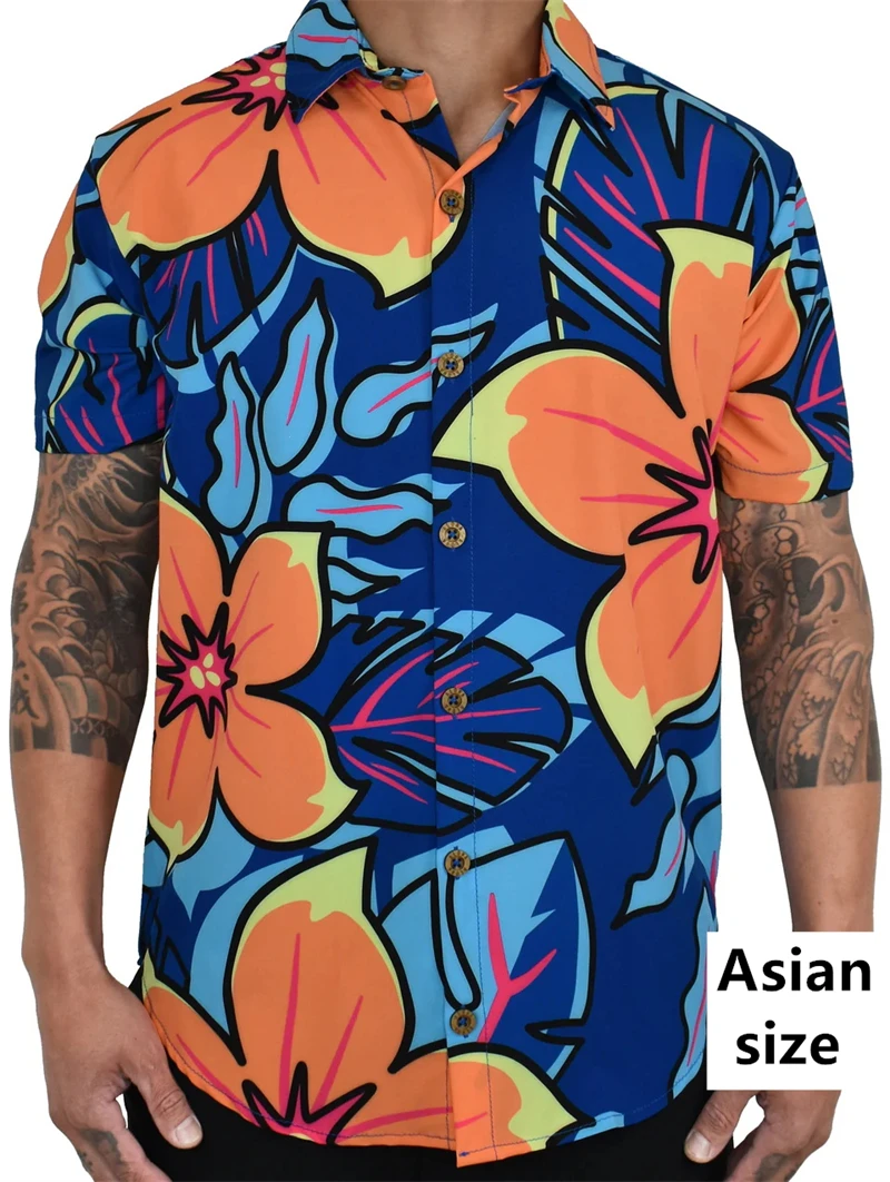 

Summer New Colorful Floral 3d Print Shirt Men Hawaiian Casual Shirts Men Elegant Blouse Short Sleeve Women Clothes Blouse Tops