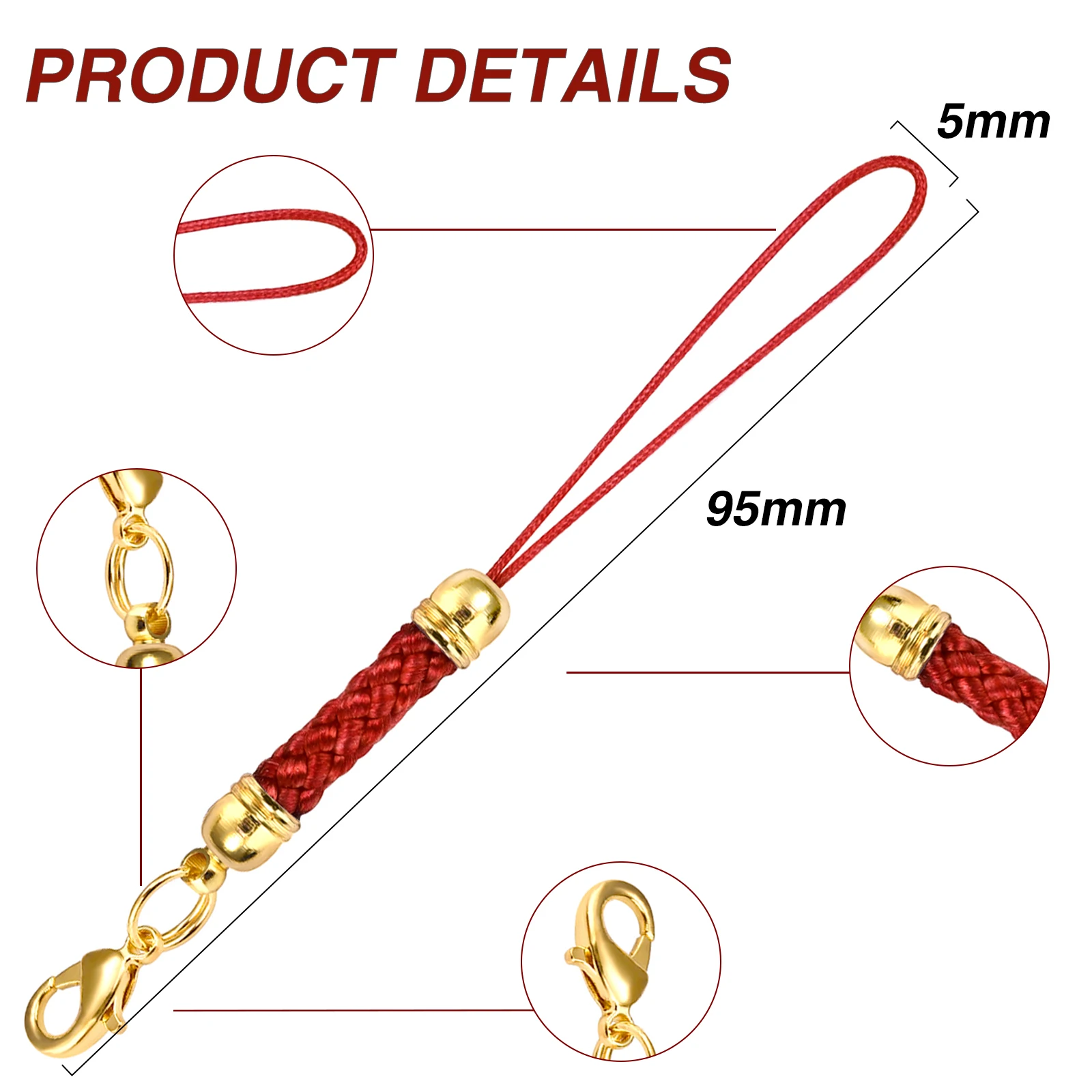 10Pcs Lanyard Lariat Strap Cords Lobster Clasp Rope Keychain Hooks Mobile Set Charms Keyring Pendant Key Ring Accessories