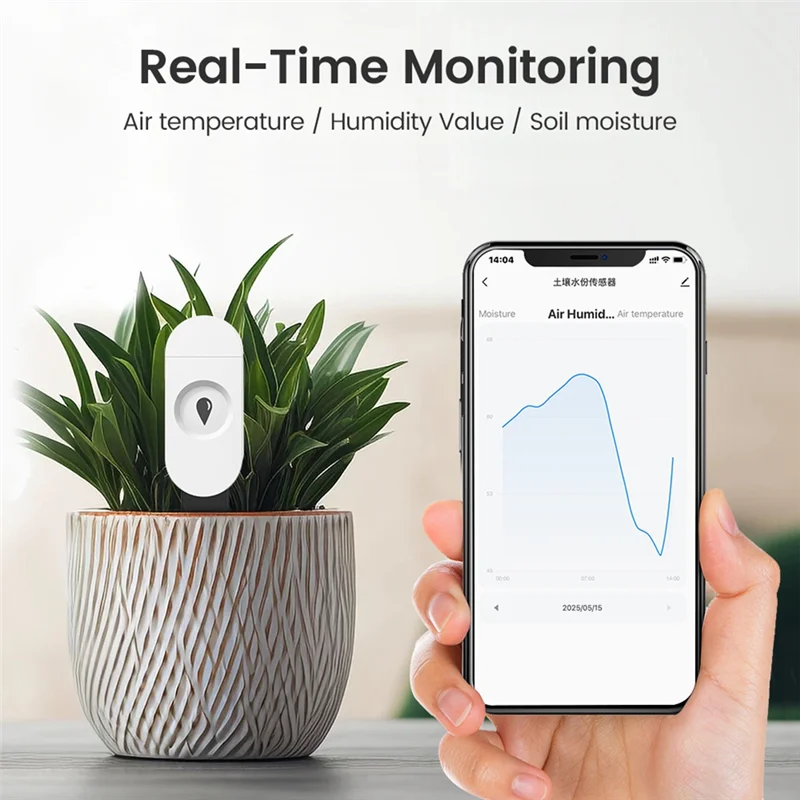 B92B-Zigbee Smart Soil Moisture Sensor 2-In-1 Bluetooth Moisture Meter And Temperature Tracker For Indoor Plants Gardening