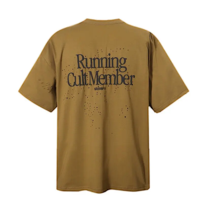 Satisfy 10th Anniversary Wide‑Fit Short Sleeve T‑Shirt Distressed Vintage Streetwear Running Fitness Commute Unisex Tee