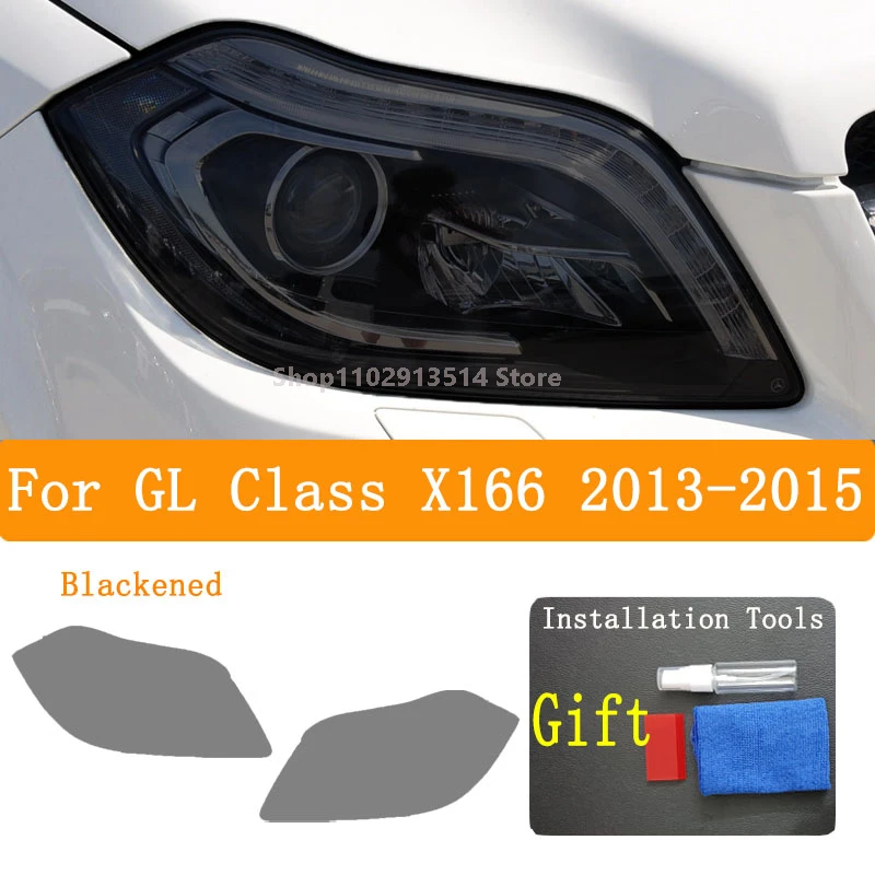 For GL Class X166 2013-2015 Car Headlight Protective Film Vinyl Restoration Transparent Black TPU Sticker