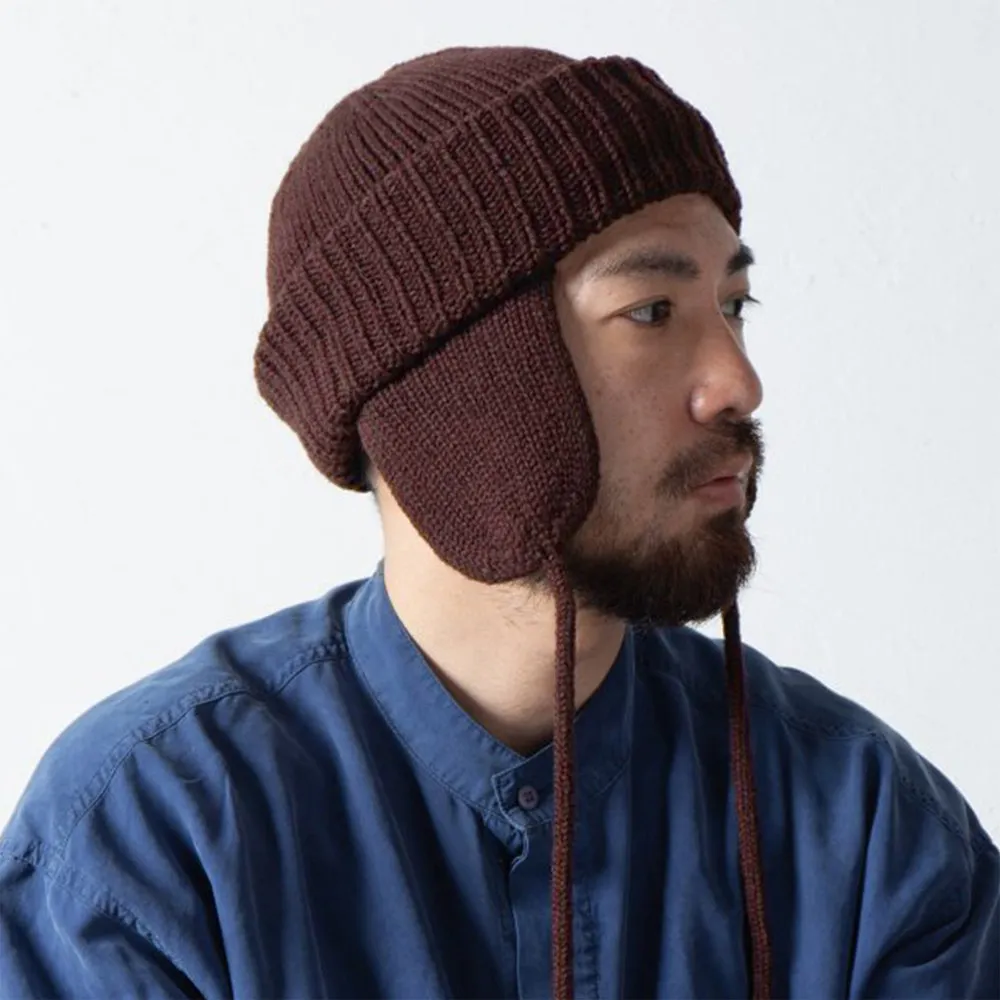 Unisex Knitted Ushanka Hat Ear Flaps Warm Winter Trapper Beanie Windproof Cold Weather Ski Cap Solid Color Stretchy Cuffed Hat