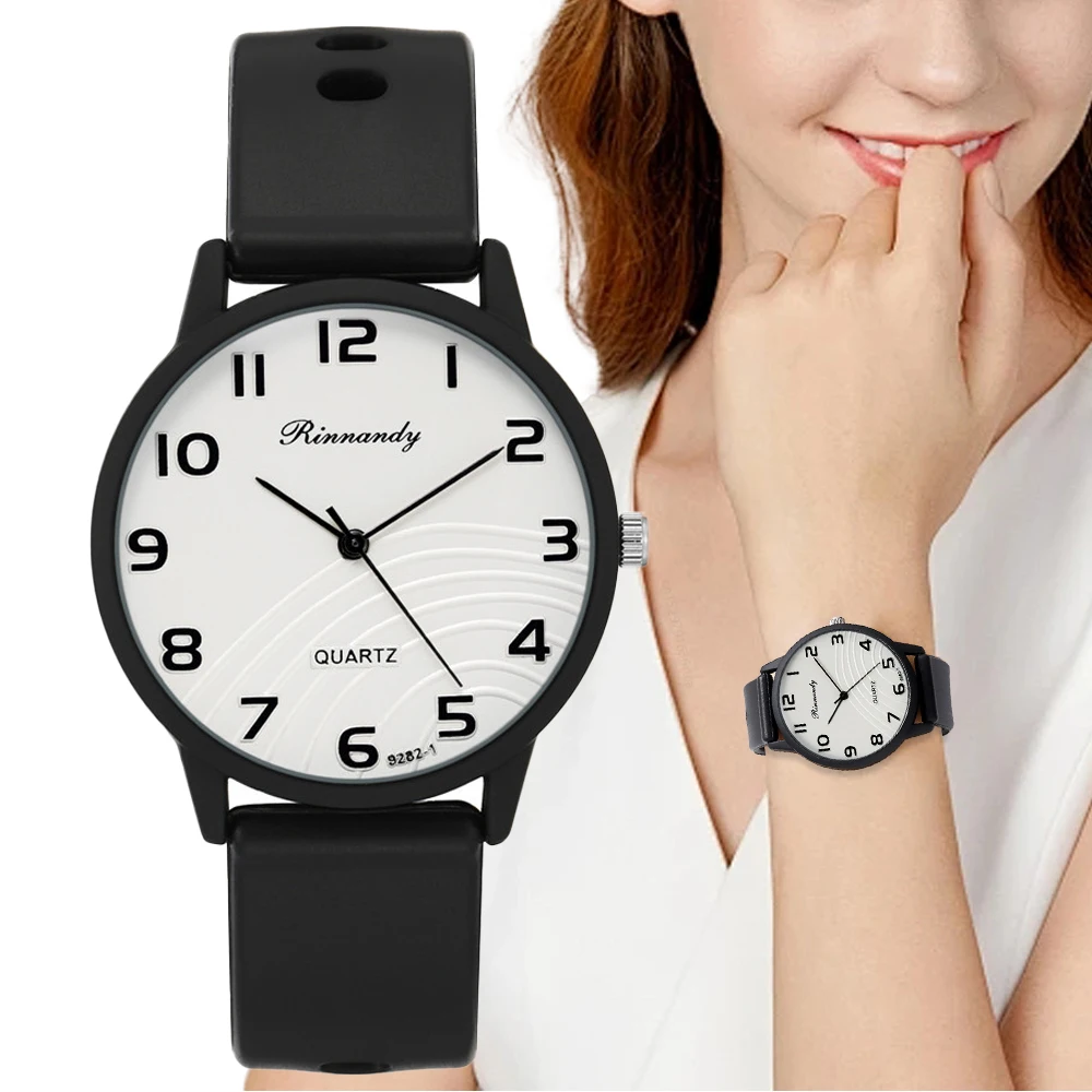 Fashion 2024 Women\'s Simple Pointer Digital Quartz Watch Casual Lady Sport Black Silicone Watches Gift Clock Wristwatches