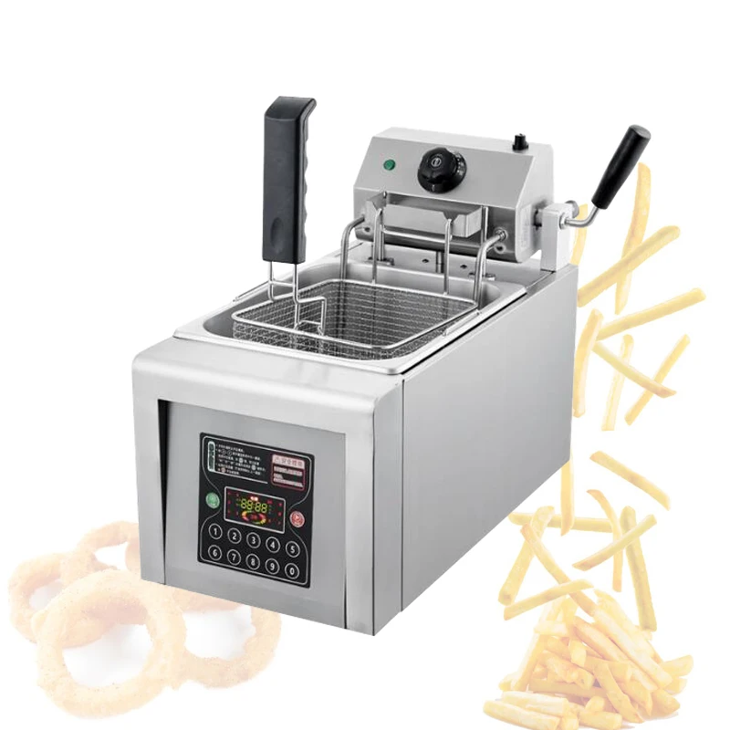 Electric Deep Fryer W/Single Dual Removable Tanks Countertop Automatic Lifting Fryer For Chicken French Fries Frying Chips