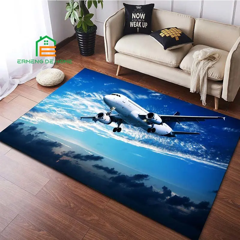 Plane Airstrip Pattern Rug for Bedroom Living Room Carpet for Kitchen Floor Mats Home Decor Non-Slip Floor Pad Rug 15 Sizes