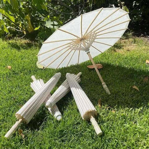 30-50PCS White Paper Umbrella Parasol Wedding Party Cosplay Photo Prop DIY Bridal Shower Summer Beach Decor