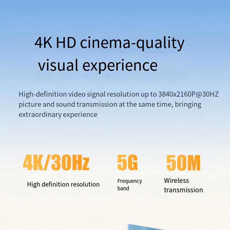 موسع لاسلكي 5.8G 50M 4K - طقم جهاز إرسال واستقبال الصوت والفيديو المتوافق مع محول دونجل للعرض اللاسلكي