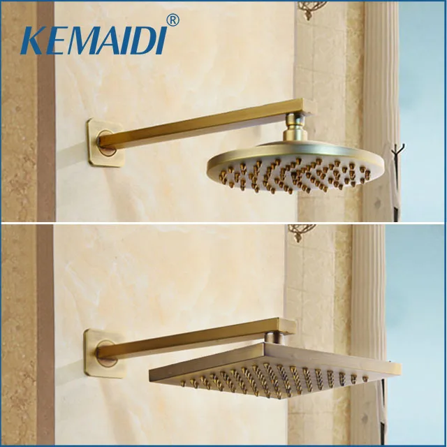 KEMAIDI-Cabeça De Chuveiro Redonda De Latão Antigo, Chuva De Banheiro, Braço De Chuveiro, Preto, Montado Na Parede, 8 em