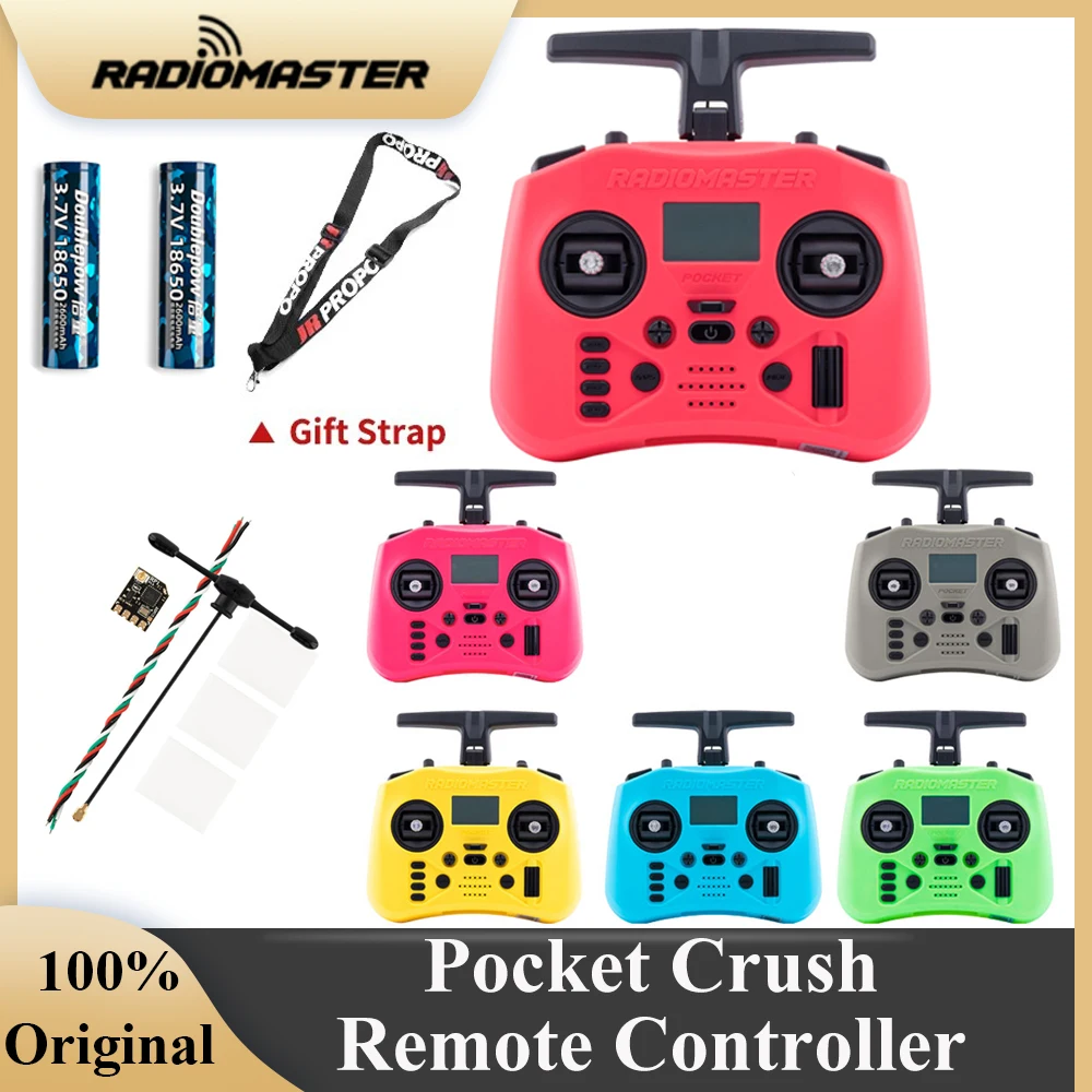 IN Stock Radiomaster Pocket Crush ELRS 2.4G M2 Hall Gimbal FCC Version Transmitter Remote Control Portable Multicolor