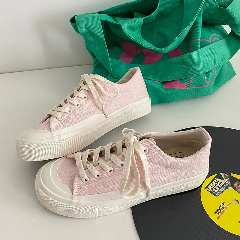 2022 New Ins All-match Low-top Canvas Shoes Female Korean Version Fashion Retro Style Sneakers Student Cloth Shoes Trend