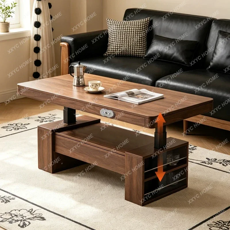 Electric lifting coffee table, living room, home dining room, intelligent voice desk dining table side table  light luxury style