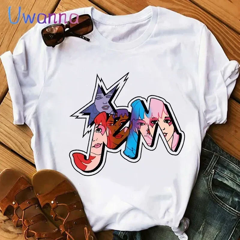 

Jem girls t shirts women summer short sleeve harajuku cute cartoon fashion white tops tee print graphic t shirts women clothing