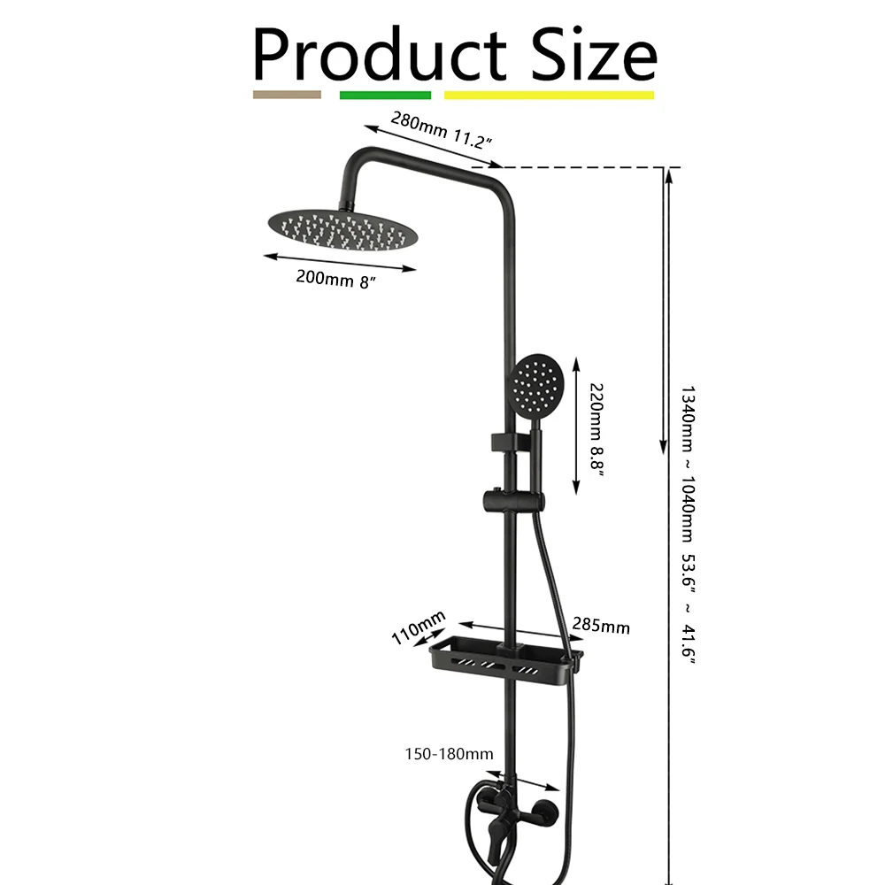 Imagem -02 - Zappo-matte Black Bathroom Shower Grupo Cabeça de Chuva Sistema de Chuveiro Abs Shelf Montado na Parede 34 Função em