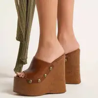 2026 Summer Gladiator Sandals Women Wedges Shoes Transparency Ankle Strap High Heel Thick Bottom Wood Grain Platform Sandals - Image 4
