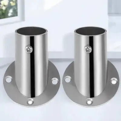 

2Pcs Stable Stainless Steel Closet Rod Flange Bracket Holder Support Corrosion Resistant for Towel Clothes Hanging Bar