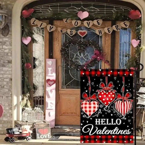 Valentines Day Garden Flag 12×18 Double Sided Outdoor Valentines Day Yard Decor OOV IIC