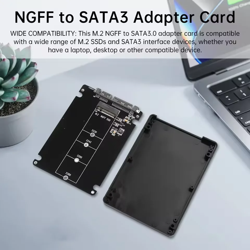 M.2 NGFF SSD To SATA3 External Hard Drive Box 6Gbps M.2 To SATA3 Converter Adapter Card Dual-Use Hard Disk Adapter Board ﻿for PC