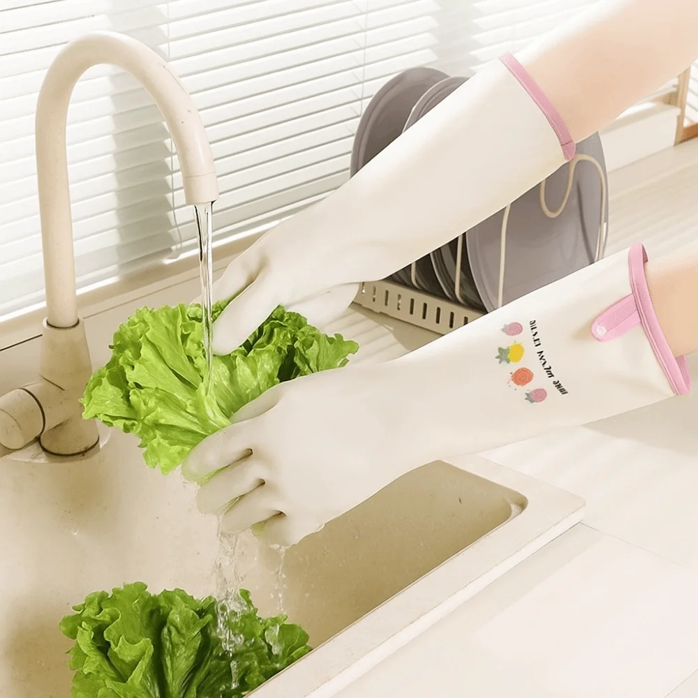 

Reusable Wear-resistant Kitchen Gloves Food Grade Thickened Dishwashing Gloves Cartoon Waterproof Cleaning Gloves Kitchen Use