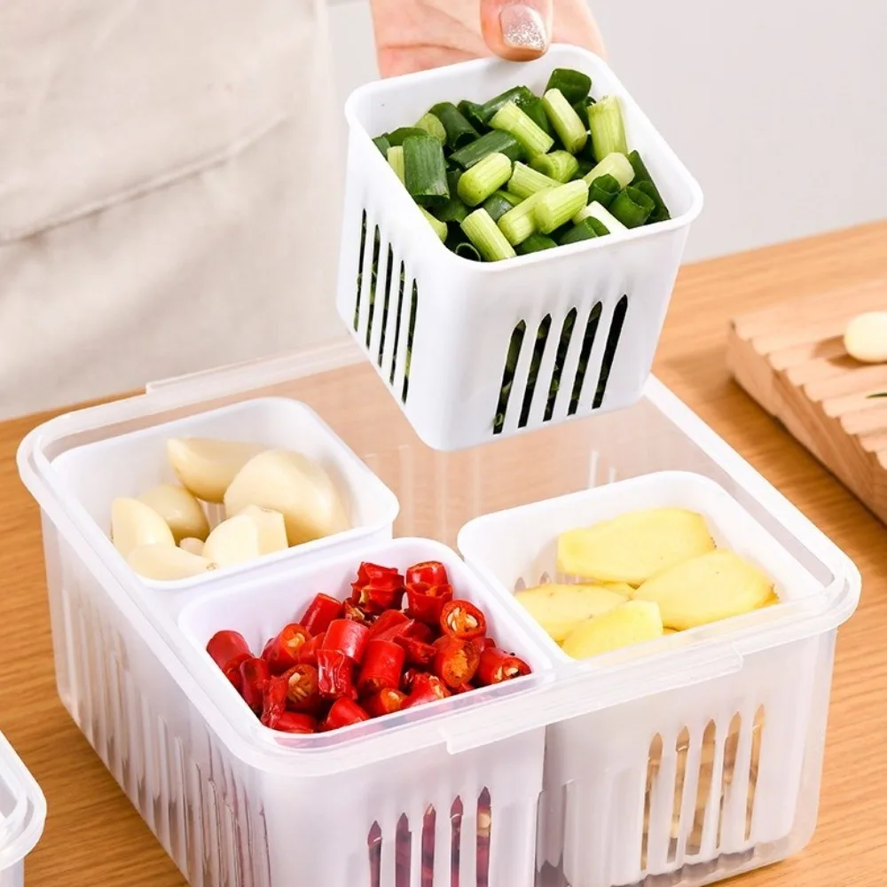 صندوق حفظ الثوم بطبقة مزدوجة شفافة أربعة/ستة شبكات حاوية تخزين البصل والزنجبيل منزلية متعددة الوظائف