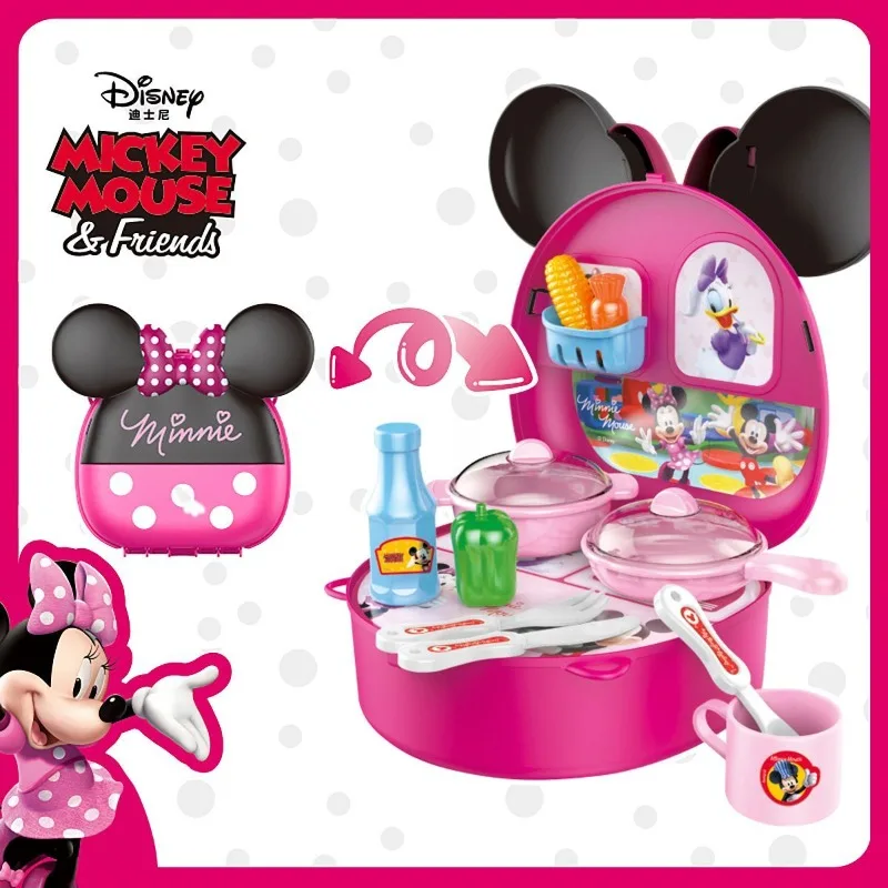 Disney Cartoon Minnie Girl Simulation Kitchenware Play House Toys Children\'s Educational Toys Mini Kitchen Set Birthday Gift