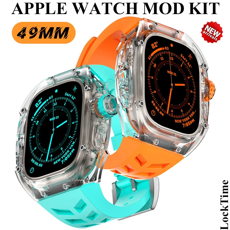 

Luxury Modification Kit For Apple Watch Ultra 1 2 49MM Transparent Case For iWatch 49mm Sport Rubber Band Mod Kit Accessaries