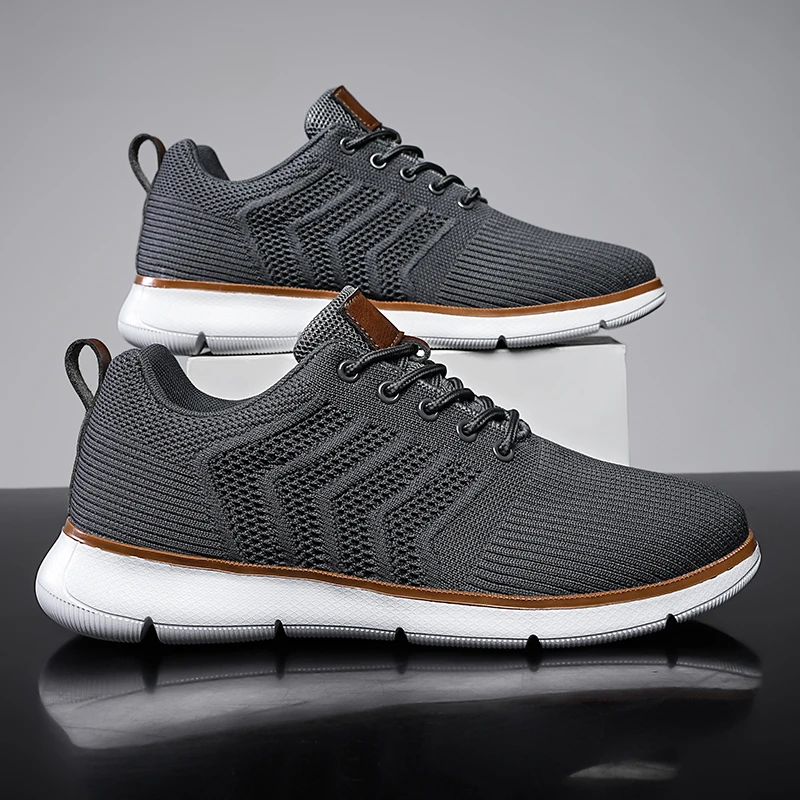 New Knitted Men's Casual Shoes Large Size Mesh Breathable Sneakers Outdoor Lightweight Walking Shoes Comfortable Driving Shoes