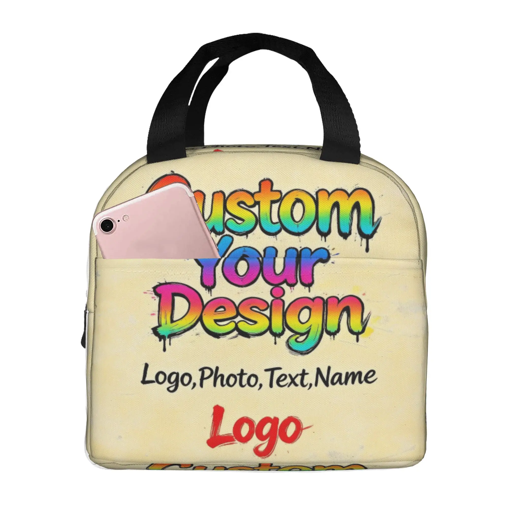 Custom Your Design Logo Thermal Insulated Lunch Bags Name Resuable Lunch Container for School  Multifunction Food Box