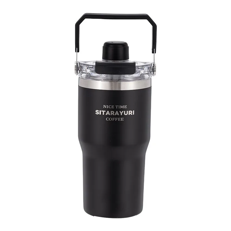 JUSTINLAU 600/900ml Eisbecher, Edelstahl-Isolierbecher mit magnetischem Strohhalmverschluss, tragbarer Reisebecher für unterwegs und im Auto_voghion.com