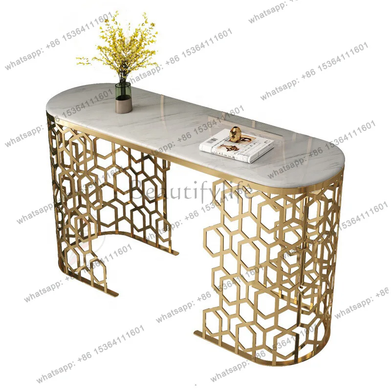 Light luxury Hong Kong-style minimalist aisle wall partition corridor marble end viewing platform