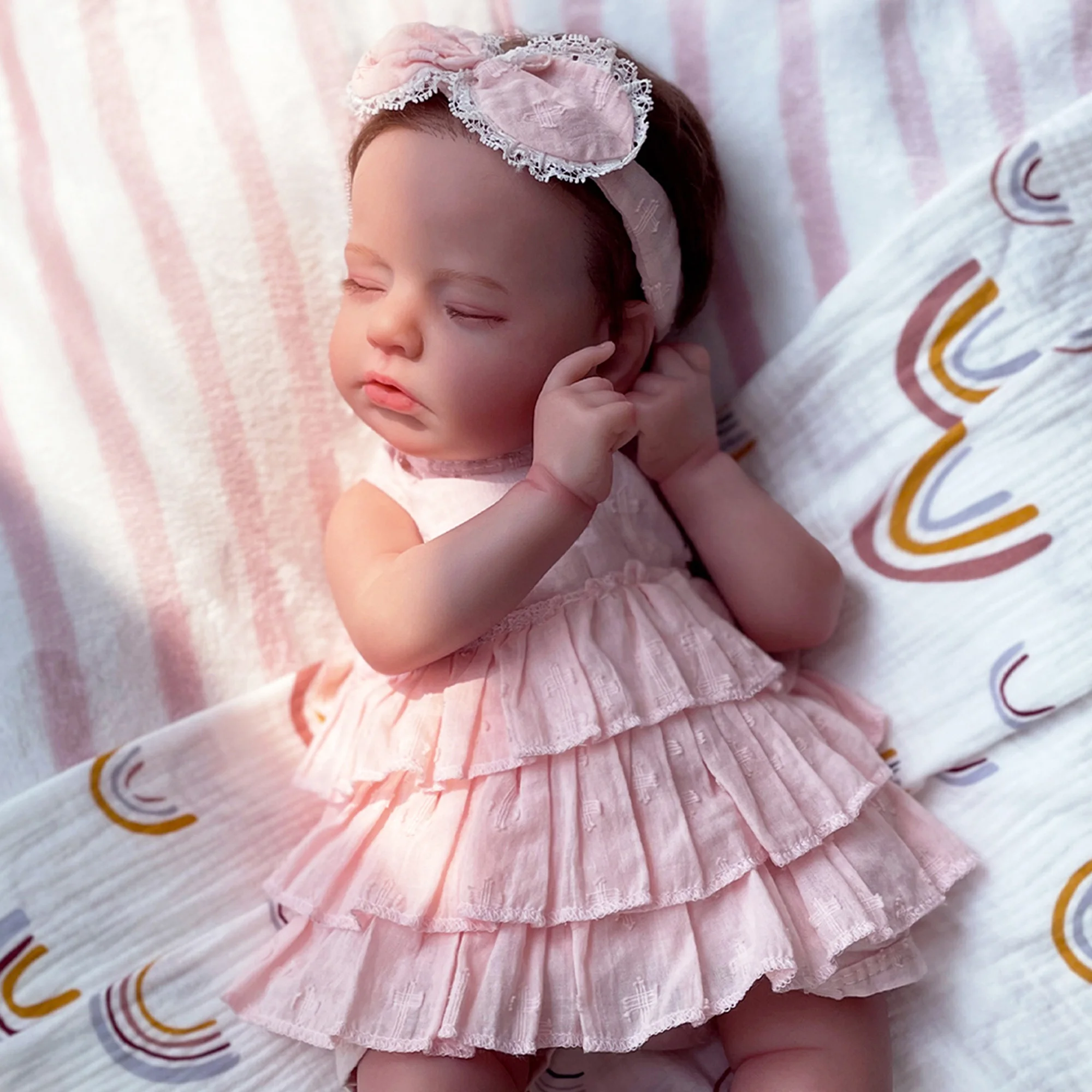 Reborn Baby Dolls Girl - 20 Inch Realistic Sleeping Newborn Baby Doll, Lifelike Handmade Cloth Body Soft Weighted Reborn Doll