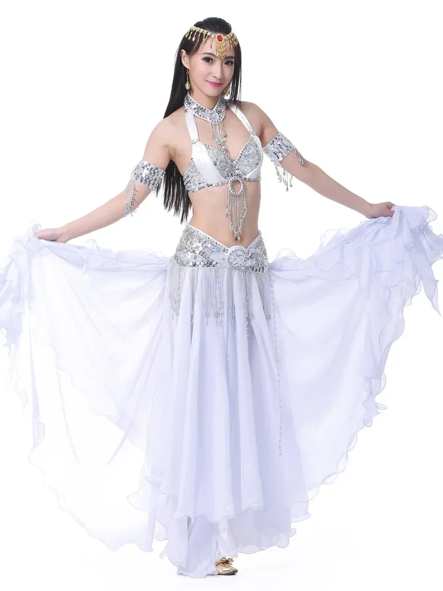 Split Chinese Folk Dance Belly gonne Performance abbigliamento latino Chiffon Stage Costume arabo donna Jazz Ruffle Women Dancer Skirt