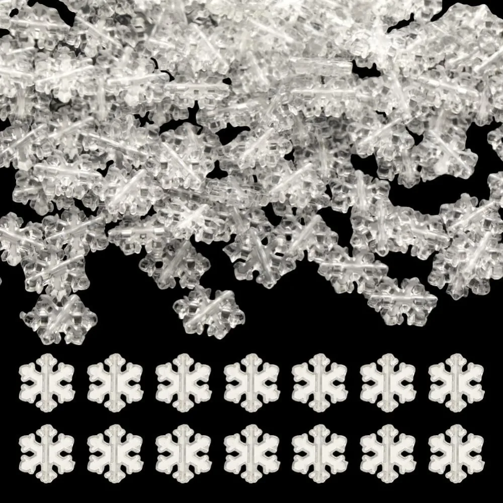 500Pcs Snowflake Beads Bulk Silver Snowflake Beads Christmas Xmas Fall Silver Snowflakes Mini Acrylic Holiday Clear making kit