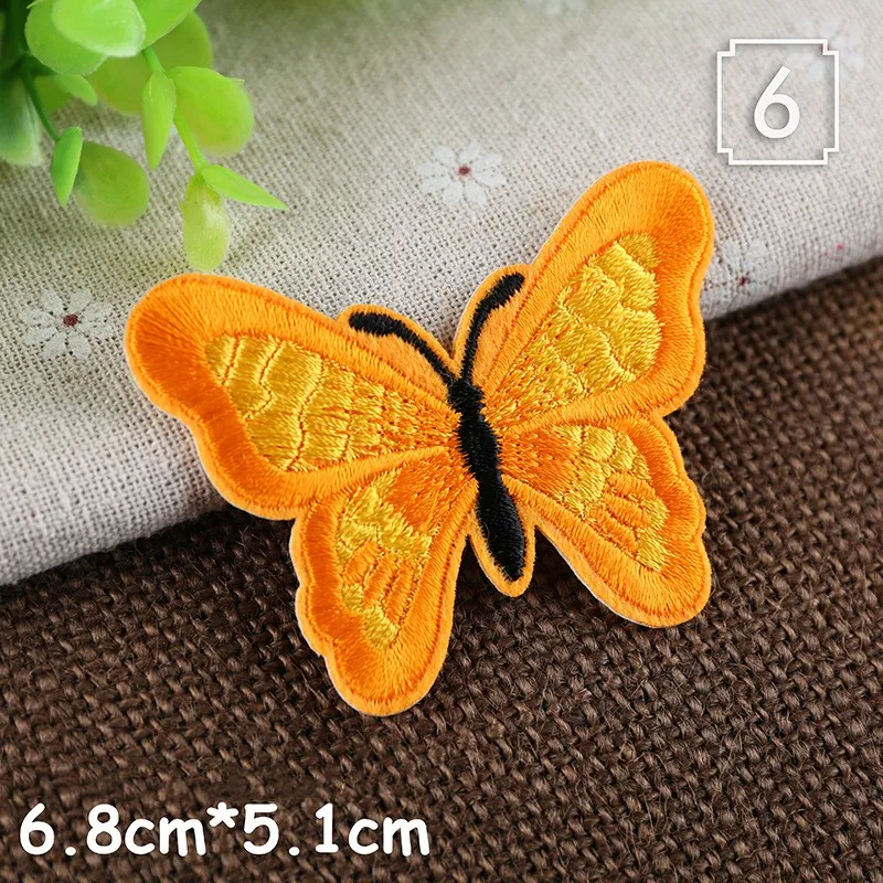 Cute Butterfly Needlework Fusible Patch Iron-On Thermal Stickers For Kids Clothes Stitch Stuff Embroidered Applications Sewing